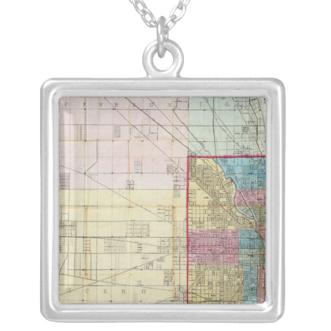 Map of Chicago Silver Plated Necklace (Front)
