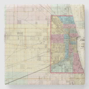 Map of Chicago Stone Coaster