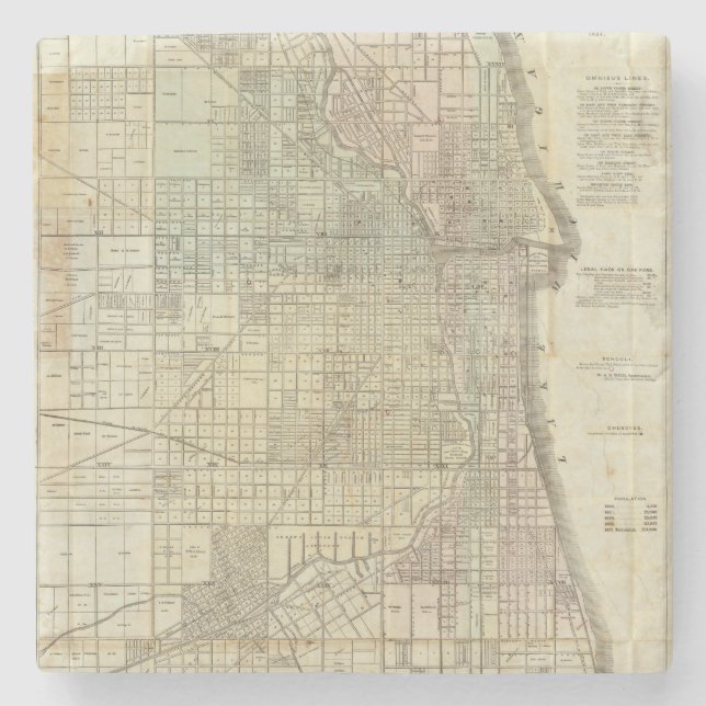 Map Of Chicago Stone Coaster (Front)