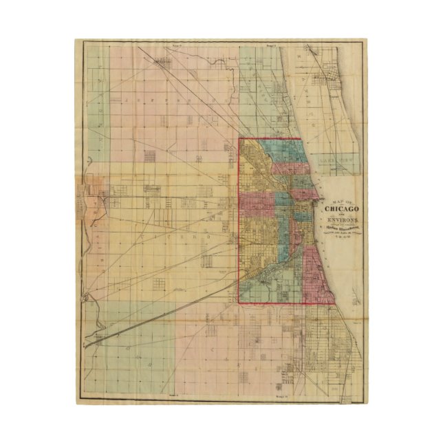 Map of Chicago Wood Wall Art (Front)