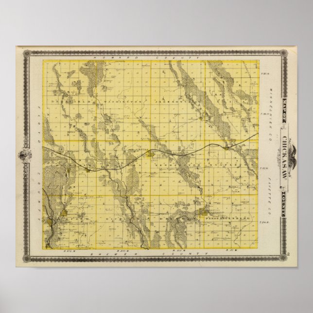 Map of Chickasaw County, State of Iowa Poster (Front)