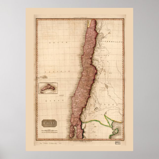 Map of Chile (1818) Poster (Front)