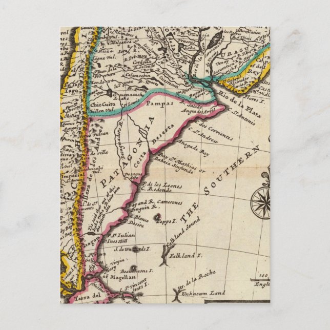 Map of Chili, Patagonia, La Plata Postcard (Front)