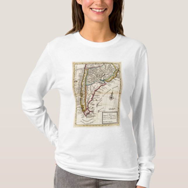 Map of Chili, Patagonia, La Plata T-Shirt (Front)