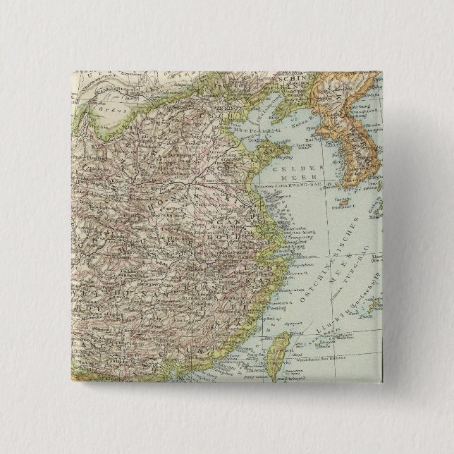 Map of China and Japan Button (Front)