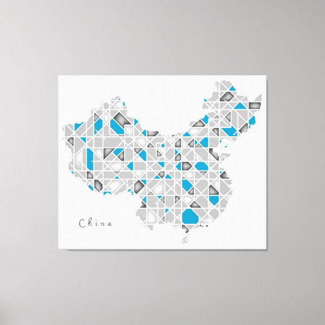 Map of China | Crystal Diamond Style Artwork Canvas Print (Front)