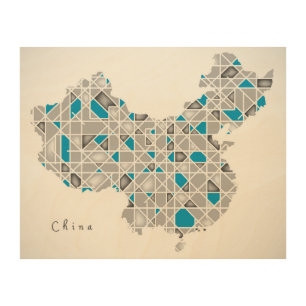 Map of China   Crystal Diamond Style Artwork Wood Wall Decor
