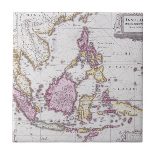 Map of China  Indonesia  1710 Ceramic Tile