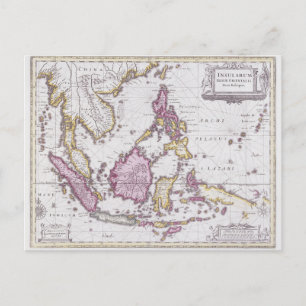 Map of China & Indonesia 1710 Postcard