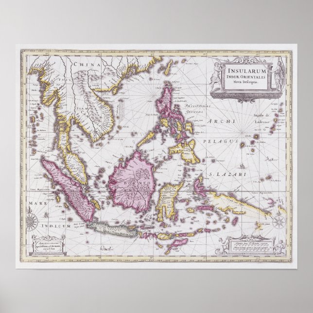 Map of China & Indonesia | 1710 Poster (Front)