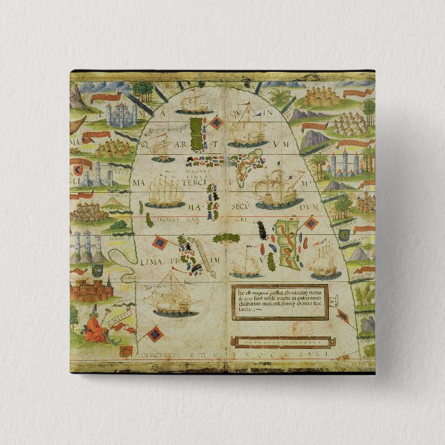 Map of China sea, facsimile of 'Miller Atlas' Pinback Button (Front)