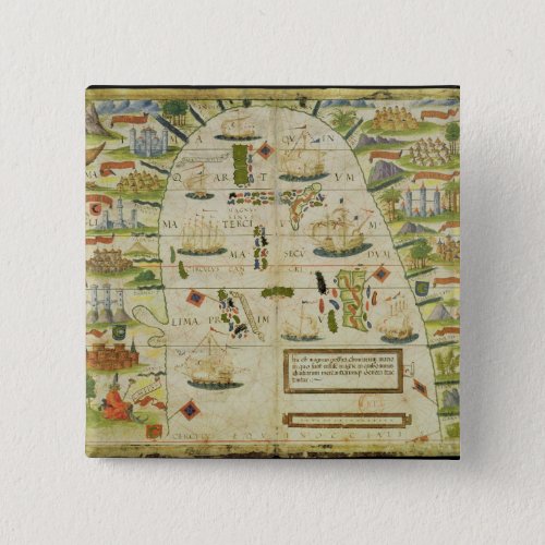 Map of China sea facsimile of Miller Atlas Pinback Button