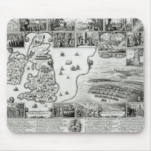 Map of Civil War England and a view of Prague Mouse Pad