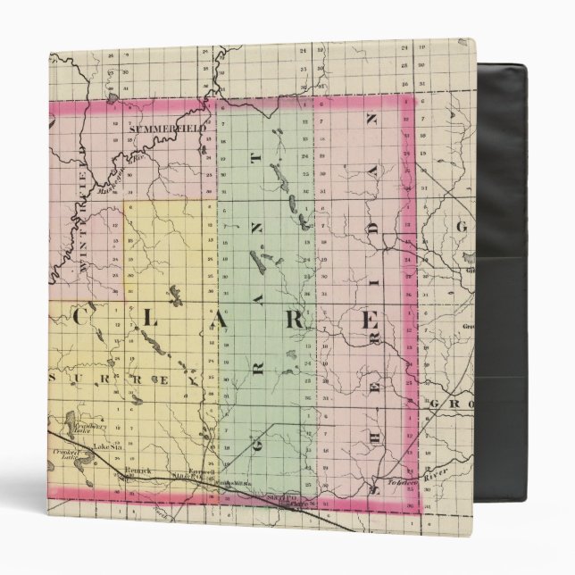 Map of Clare County, Michigan 3 Ring Binder (Front/Inside)
