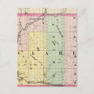 Map of Clare County, Michigan Postcard