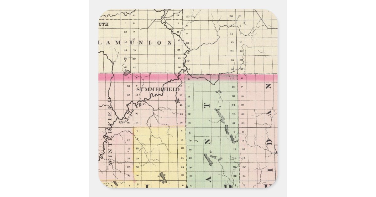 Map of Clare County, Michigan Square Sticker Zazzle