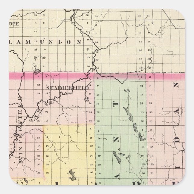 Map of Clare County, Michigan Square Sticker (Front)