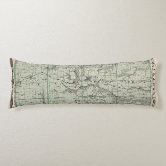 Map of Clarke County, State of Iowa Body Pillow (Front)