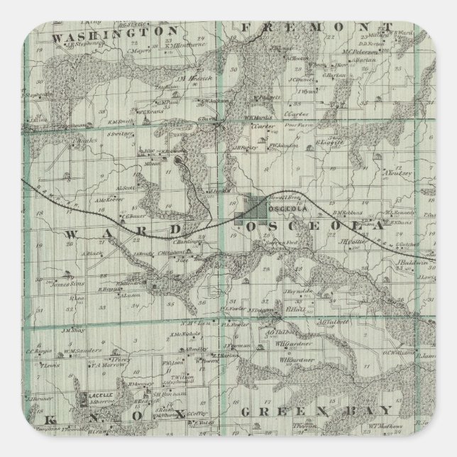 Map of Clarke County, State of Iowa Square Sticker (Front)