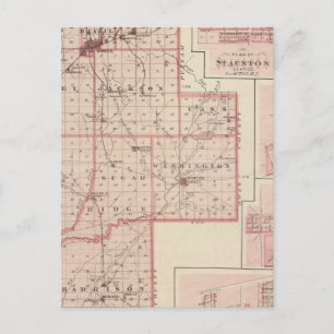 Map of Clay County with Staunton, Harmony Postcard