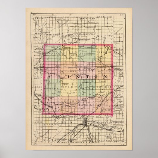 Map of Clinton County, Michigan Poster | Zazzle.com