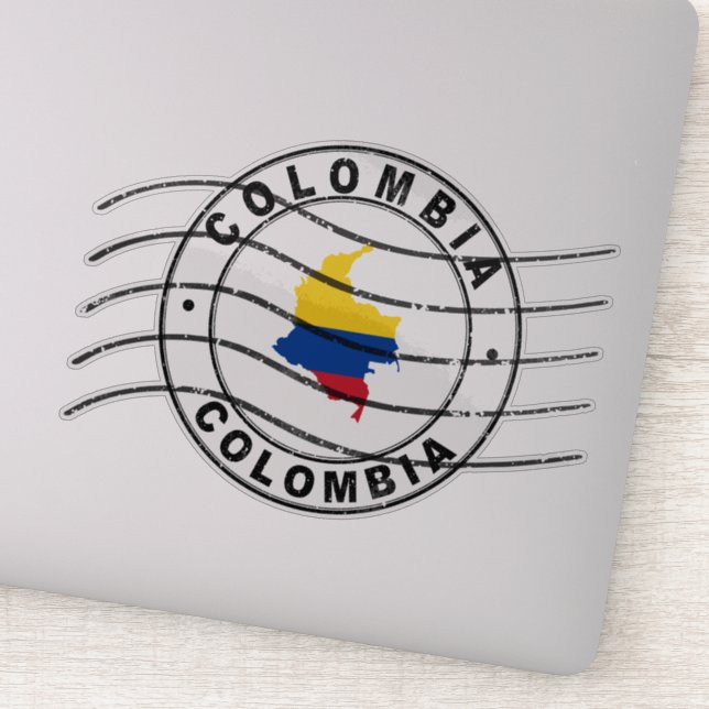 Map of Colombia, Postal Passport Stamp Sticker (Detail)
