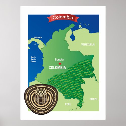 Map of Colombia Poster