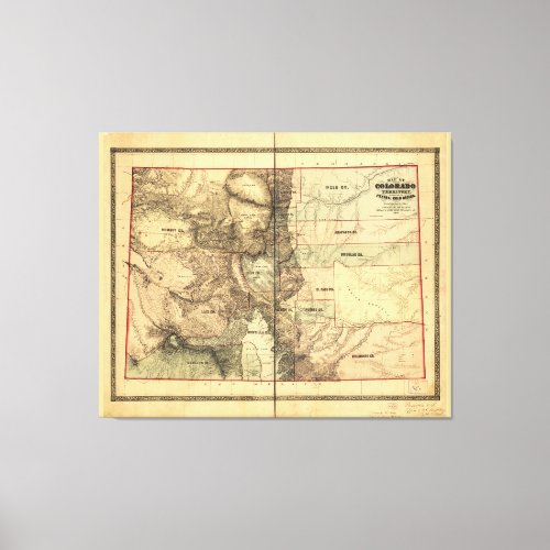 Map of Colorado Territory 1862 Canvas Print