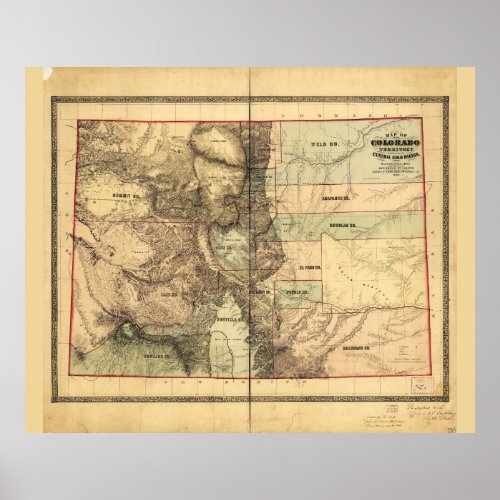 Map of Colorado Territory 1862 Poster