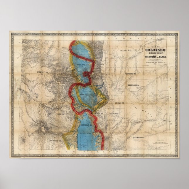 Map of Colorado Territory Poster (Front)
