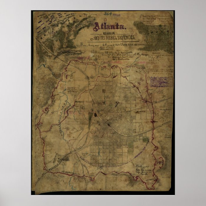 Map of Confederate Defenses of Atlanta, 1864 Posters