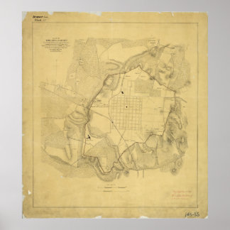 Map of Confederate Lines at Raleigh Poster
