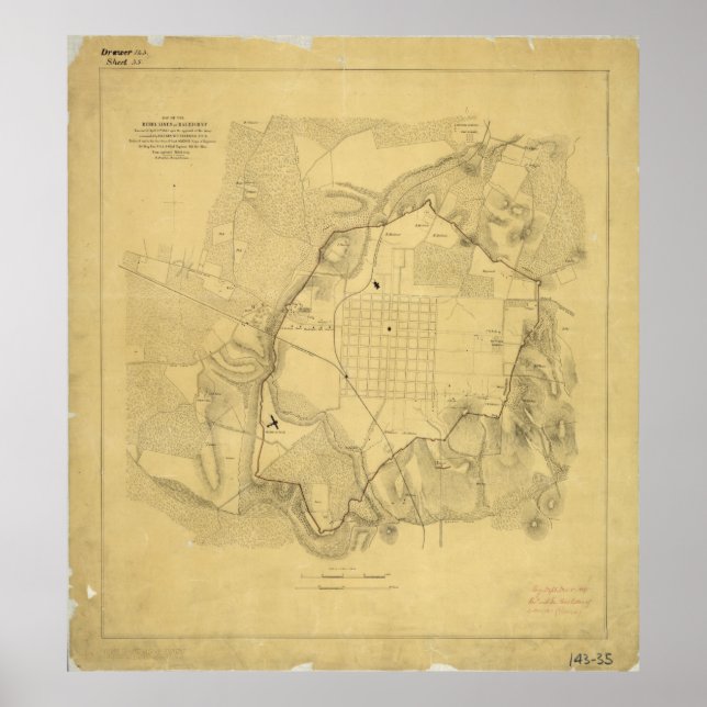 Map of Confederate Lines at Raleigh Poster (Front)