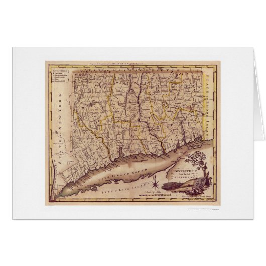 Map of Connecticut by Carey 1795 Cards (Front Horizontal)