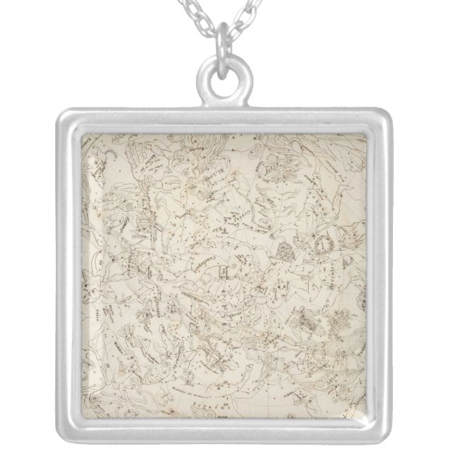 Map of Constellations Silver Plated Necklace (Front)