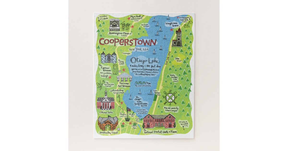 Map of Cooperstown Puzzle Zazzle