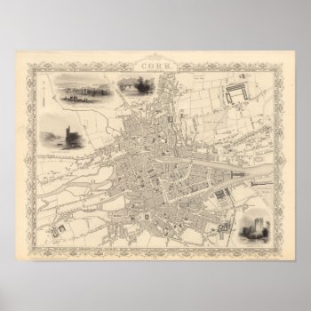 Map Of Cork  Ireland Poster by davidrumsey at Zazzle