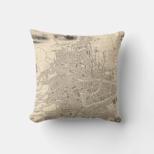 Map of Cork Ireland Throw Pillow