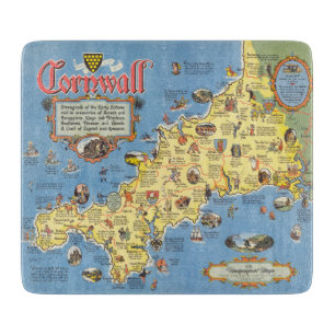 Map of Cornwall, England Cutting Board