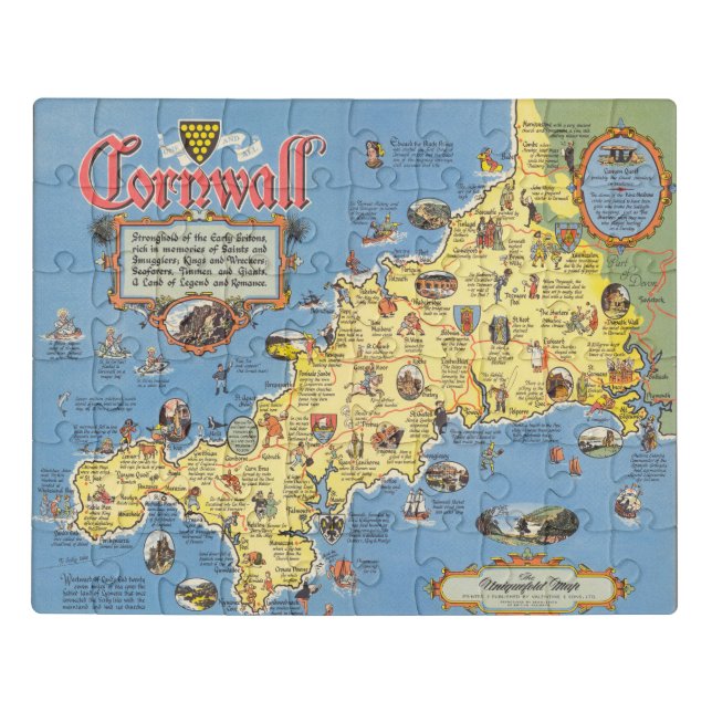 Map of Cornwall, England Jigsaw Puzzle (Puzzle Horizontal)