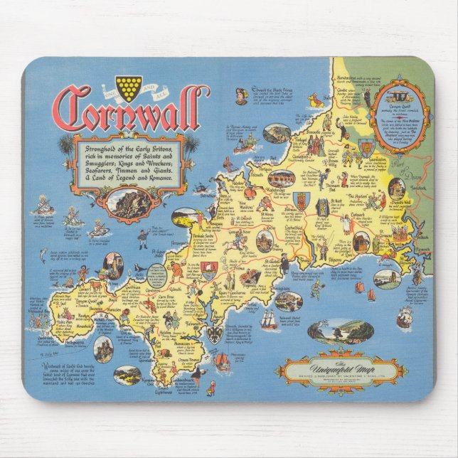 Map of Cornwall, England Mouse Pad (Front)