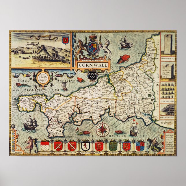 Map of Cornwall Poster (Front)
