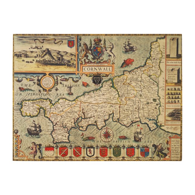 Map of Cornwall Wood Wall Decor (Front)