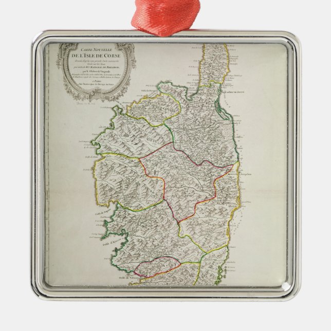 Map of Corsica Metal Ornament (Front)