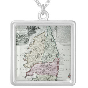 Map of Corsica Silver Plated Necklace