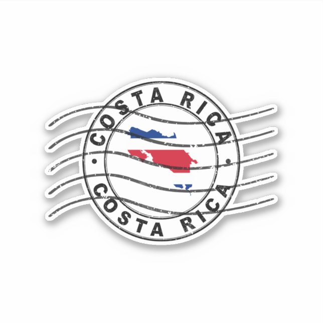Map of Costa Rica, Postal Passport Stamp Sticker (Front)