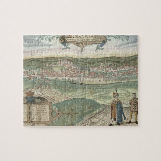 Map of Cracow, from 'Civitates Orbis Terrarum' by Jigsaw Puzzle (Horizontal)