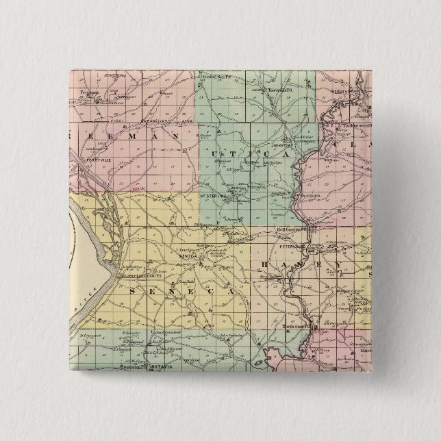 Map of Crawford County, State of Wisconsin Pinback Button (Front)