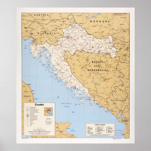 Map of Croatia 1995 Poster