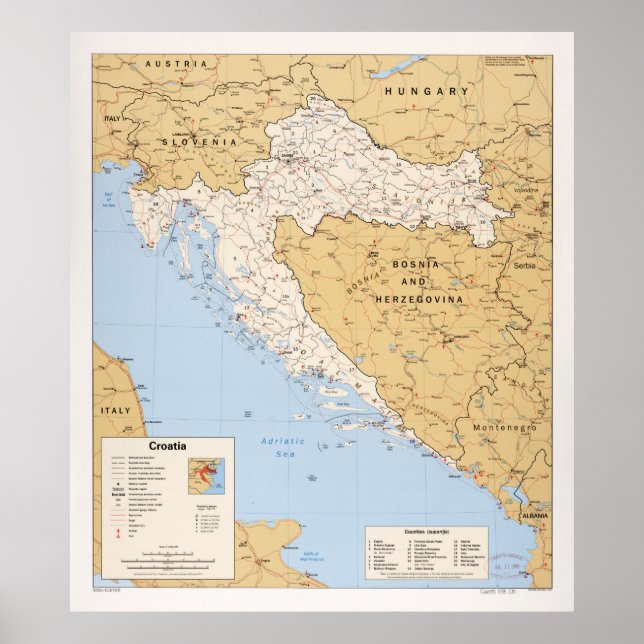 Map of Croatia (1995) Poster (Front)